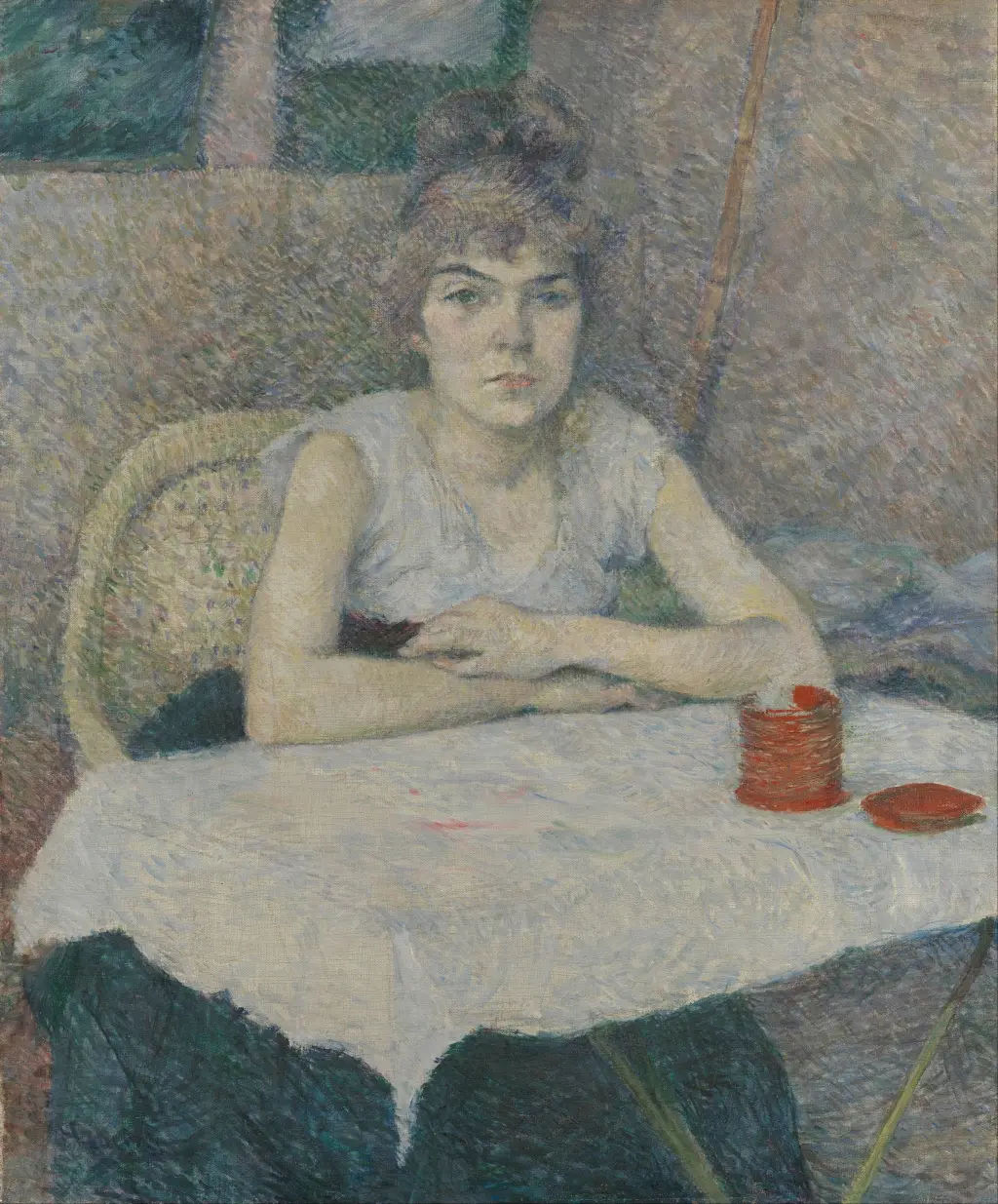 Young Woman at a Table in Detail Henri de Toulouse-Lautrec